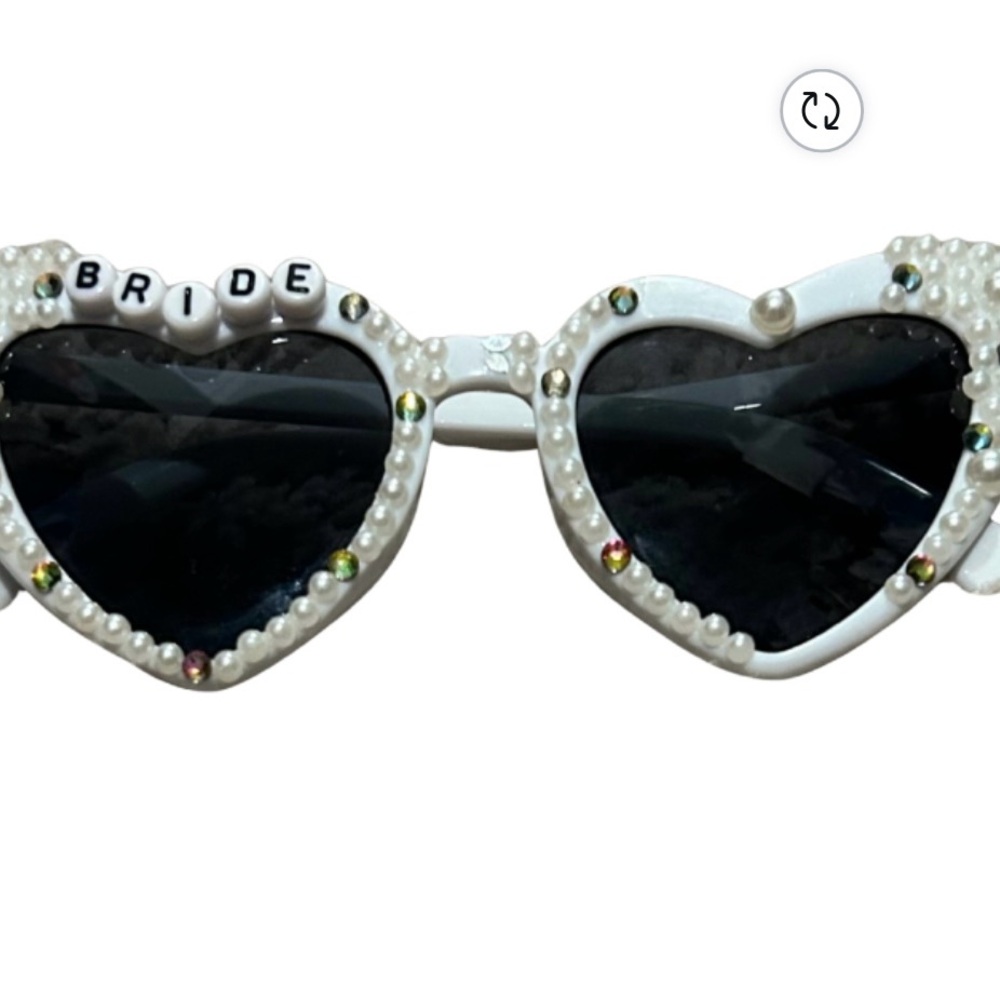 Heart-Shaped Bride Sunglasses with Pearls